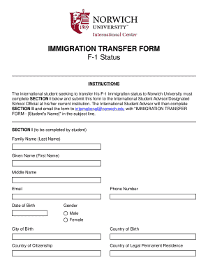 Immigration Transfer Form