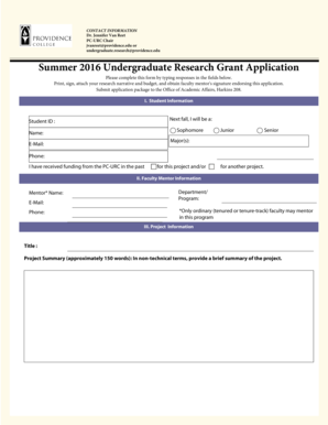 Undergaduate Research Application - providenceedu