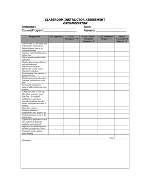 Classroom Instructor Assessment Form