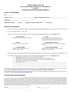 Northern Illinois University Disability Disclosure Form