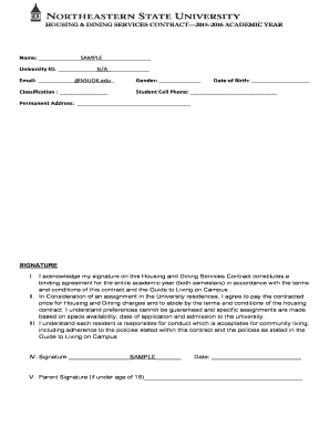 Northeastern State University Housing Contract