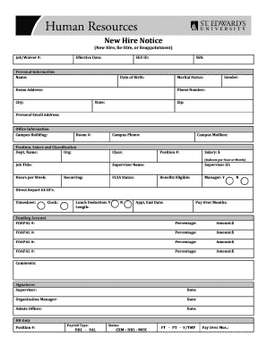 New Hire Notice Form