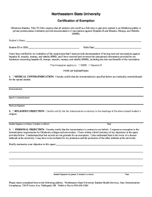 Oklahoma Vaccination Exemption Form
