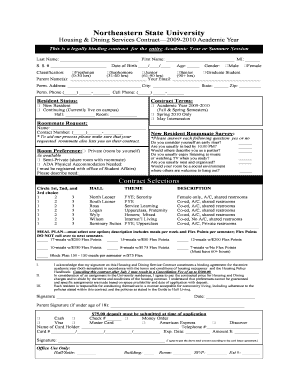 Northeastern State University Housing and Dining Contract
