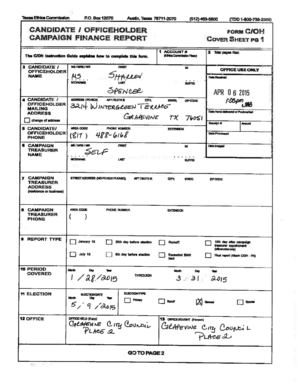 Cost analysis report pdf - CANDIDATE 1 OFFICEHOLDER FORM CAMPAIGN FINANCE REFPORT - grapevinetexas