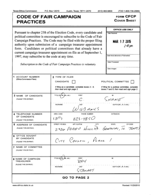 Universal credit application form example - CODE OF FAIR CAMPAIGN FORM CFCP - Grapevine Texas - grapevinetexas