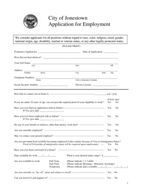 City of Jonestown Employment Application