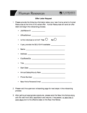 Offer Letter Request Form