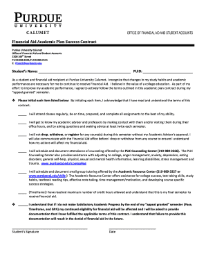 Financial Aid Academic Plan Contract