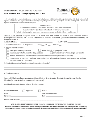 Reduced Course Load Request Form