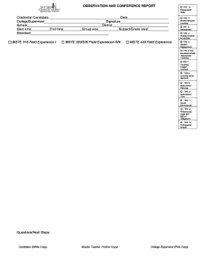 Teacher Performance Evaluation Form