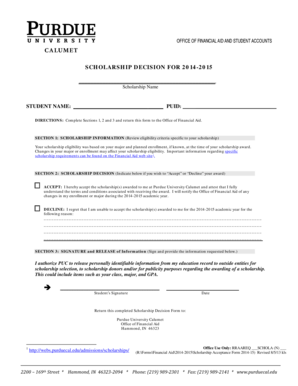 Scholarship Decision Form