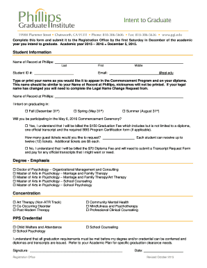 Intent to Graduate Form