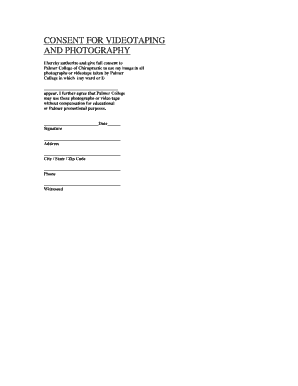 Consent for Videotaping and Photography