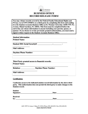 Student Record Release Form