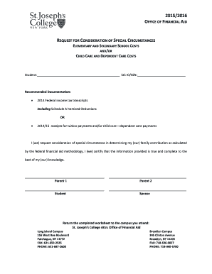 Request for Consideration of Special Circumstances