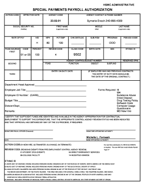 Special Payments Payroll Authorization