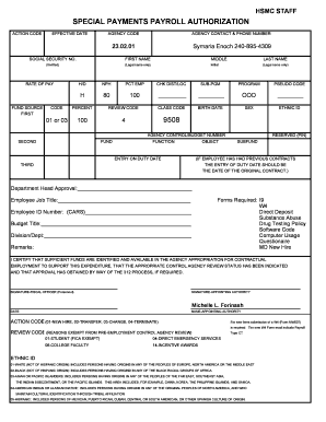 Special Payments Payroll Authorization