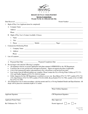 Right of Way User Permit