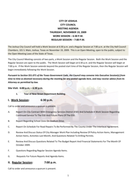 Rental application form template - CITY COUNCIL MEETING AGENDA THURSDAY NOVEMBER 19 2009 - cityofjoshuatx