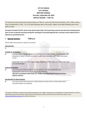 Discharge summary format - CITY OF JOSHUA CITY COUNCIL MEETING AGENDA Thursday - cityofjoshuatx