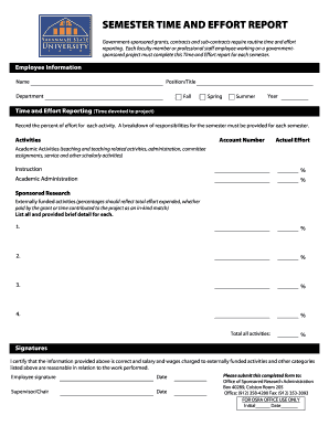 Semester Time and Effort Report