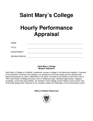 Saint Mary's College Hourly Performance Appraisal