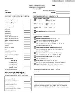 Political Science Core Requirements Checklist