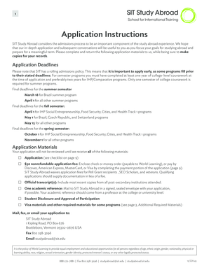 SIT Study Abroad Application Form