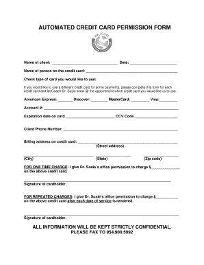 Automated Credit Card Permission Form