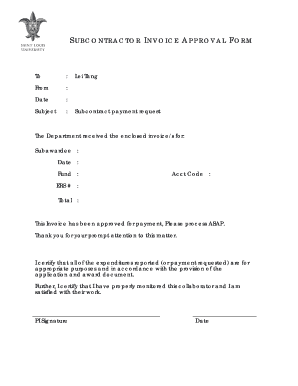 Subcontractor Invoice Approval Form
