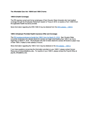 Affordable Care Act 1095-B and 1095-C Forms