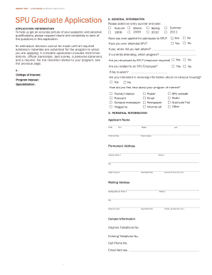 Seattle Pacific University Graduate Application