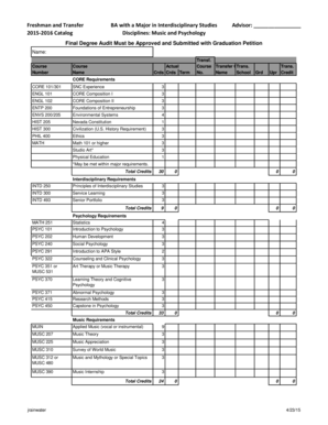 Degree Audit Form for Interdisciplinary Studies