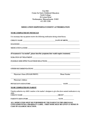 Medication Dispensing Consent Authorization
