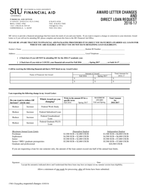 SIU Award Letter Change Request Form