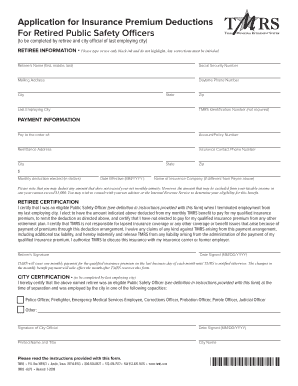 Insurance Premium Deduction Form for Retired Public Safety Officers