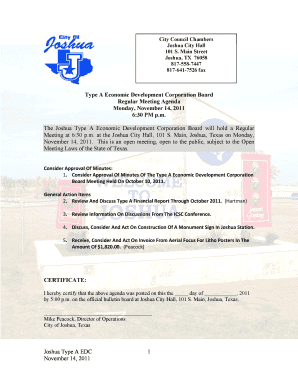 Texas land lease agreement - Type A Economic Development Corporation Board Regular - cityofjoshuatx