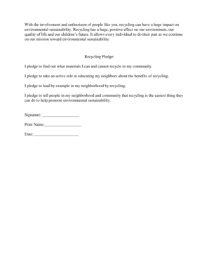 Recycling Pledge Form
