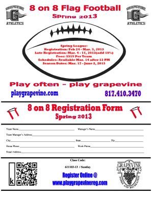 Friendly letter - 2013 Spring 8on8 Flag Football - grapevinetexasgov