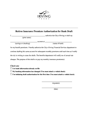 Retiree Insurance Premium Authorization