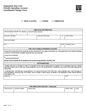 Dependent Day Care Flexible Spending Account Enrollment Form