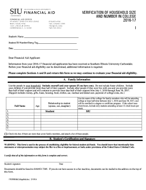 Verification of Household Size and Number in College