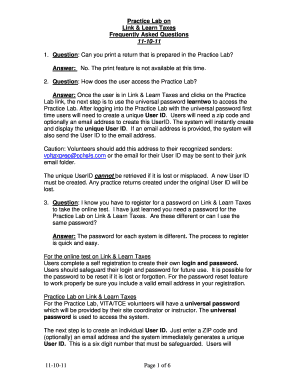 Practice Lab on Link & Learn Taxes FAQ