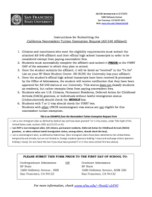 California Nonresident Tuition Exemption Request