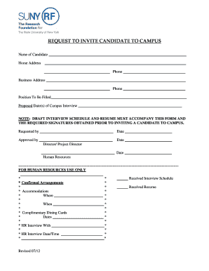 Request to Invite Candidate to Campus