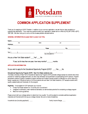SUNY Potsdam Common Application Supplement