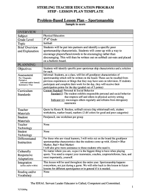 Sportsmanship Lesson Plan Template