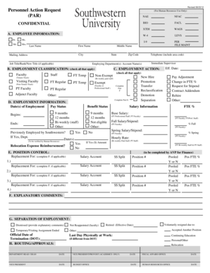 Personnel Action Request Form