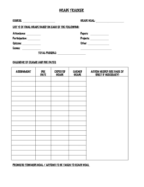 Grade Tracker Form